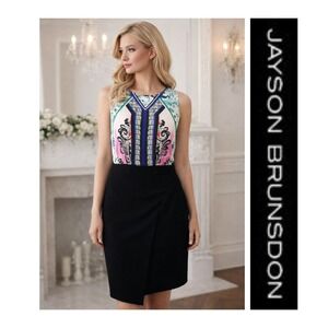 JAYSON BRUNSDON Black Label Multi-color Sleeveless Sheath Dress Size US 4 /AUS 8